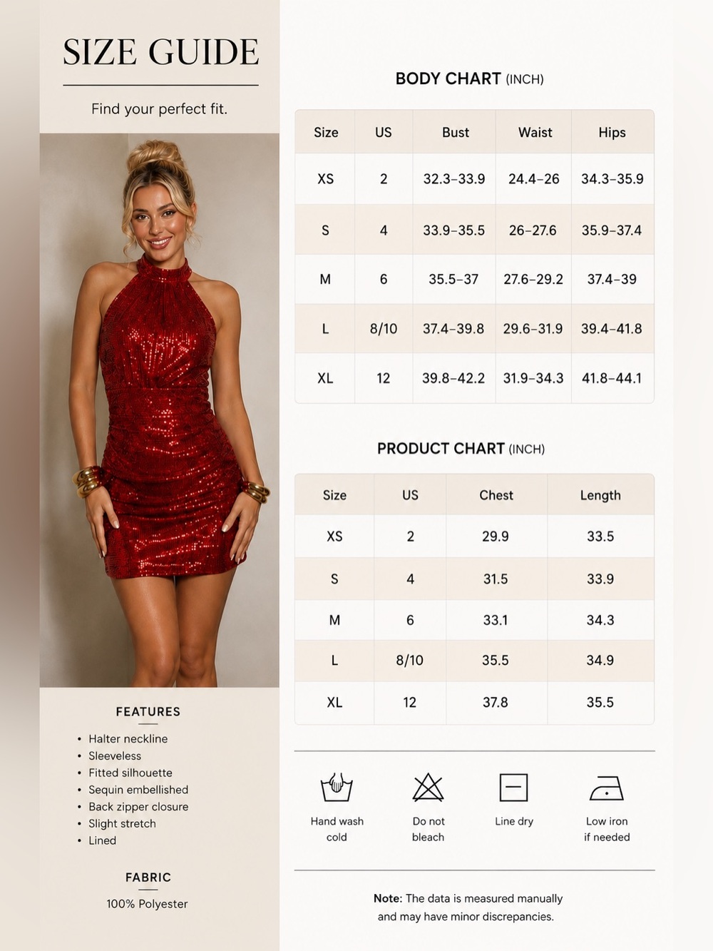 Red Sequin Halter Mini Dress - Picture 8 of 8